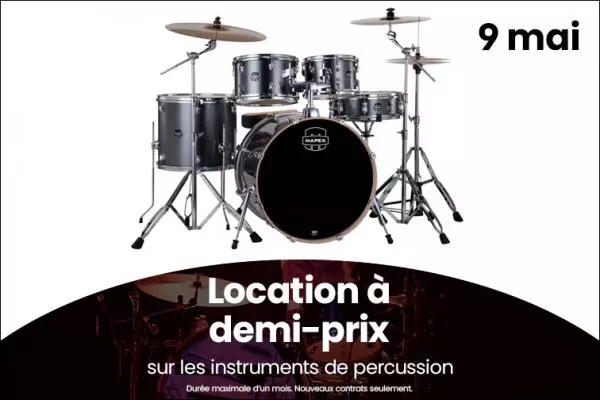 Location � demi-prix sur les instruments de percussion